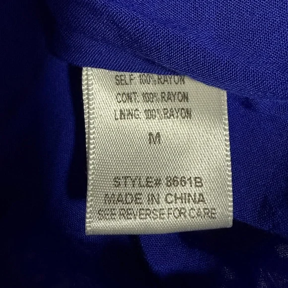 Freeway Vibrant Blue Bohemian Maximalist Fun Flutter Sleeve Tunic Dress size M - Picture 10 of 11